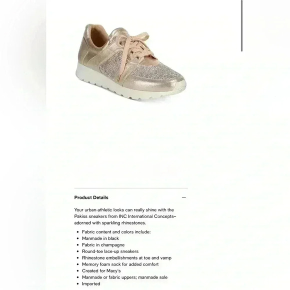 International Concepts INC Pakiss Champagne Rhinestone bling sneakers size 7 - Picture 3 of 7